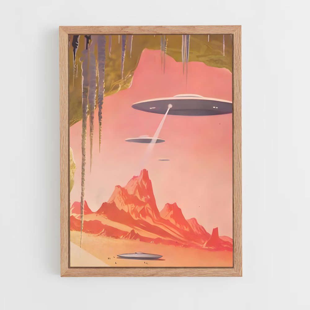 Poster Soucoupes Volantes au Sommet – affiche Espace rétro (vue 4)